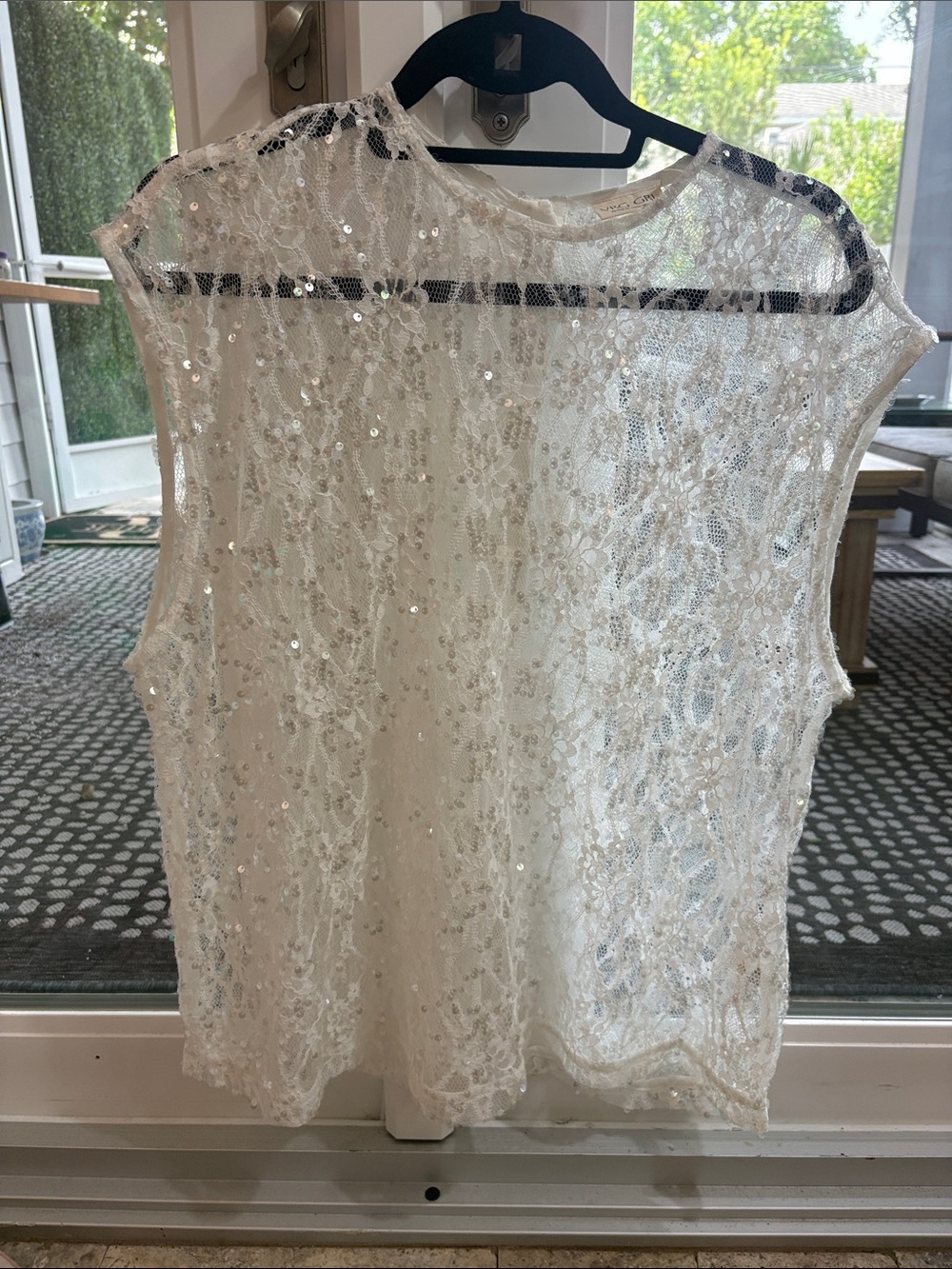 VRG GRL DEVYN SEQUIN SET WHITE Sheer White Lace fits S/M - Picture 7 of 9